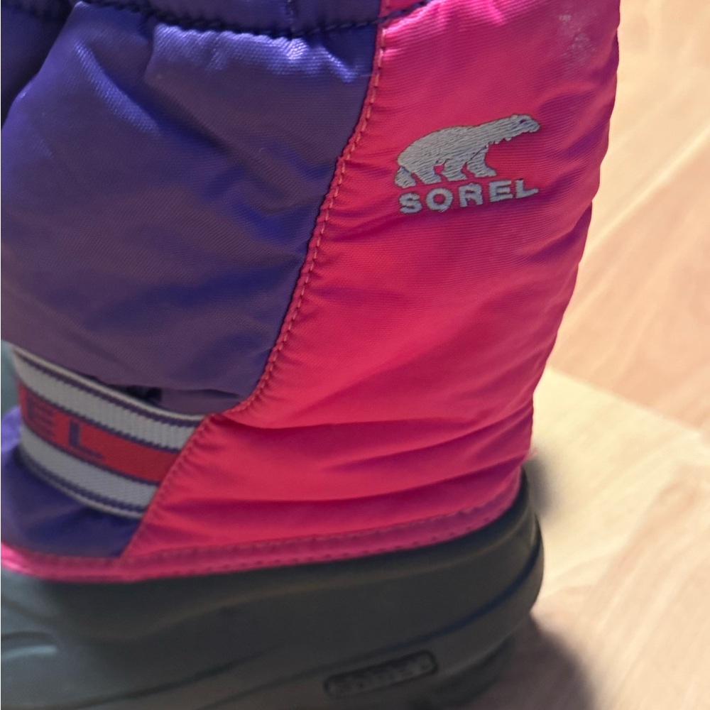 Sorel Fleece Lined Kids' Black and Pink Snow Boots - Picture 5 of 6
